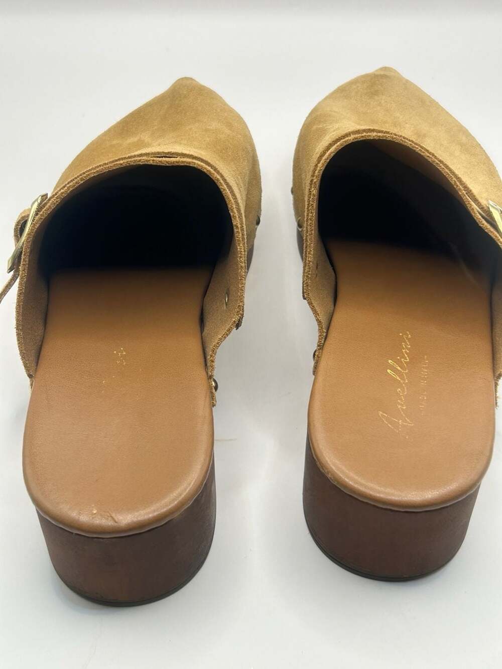Avellini Camel Suede Studded Clog Mules Size 39 - Picture 4 of 7